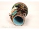 Majolica pot or tobacco Barbotine Sarreguemines with hunting dogs and rabbits, signed Majolica, nineteenth