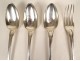 Lot of 3 spoons and 1 fork in solid silver Coq Paris 333gr late 18th century