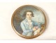 Miniature round box portrait of a gentleman scholar in blond tortoiseshell late 18th century