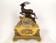 Siena Marble Restoration Clock Gilt Bronze Hunting Stag Dog 19th