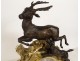 Siena Marble Restoration Clock Gilt Bronze Hunting Stag Dog 19th