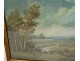 Gouache landscape scene hunting with hounds deer mill forest French school 18th