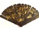 Fan lacquered wood gilding characters landscape garden flowers Japan XIXth