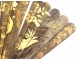 Fan lacquered wood gilding characters landscape garden flowers Japan XIXth