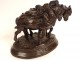 Bronze sculpture Emmanuel Fremiet Animal Towing Horses 19th century