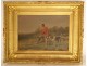 HSP painting Bombled hunting scene running dogs hunter Dutch school 19th