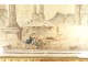 Watercolor drawing ink Roman Forum Capitol Arc Triomphe Rome 18th century frame