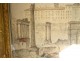 Watercolor drawing ink Roman Forum Capitol Arc Triomphe Rome 18th century frame