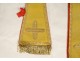 Priest&#39;s stole 2 golden maniples embroidery gold thread cross 19th century