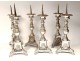 6 silvered bronze candlesticks Holy Trinity altar church candlesticks 19th century