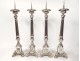 4 silvered bronze candle holders Virgin Mary Sacred Heart 19th century church altar