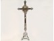 Large altar cross Christ crucifix gilded silver bronze cherubs 19th century