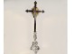 Large altar cross Christ crucifix gilded silver bronze cherubs 19th century