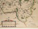 Engraving watercolor of a map of Vermandois by P.Petit Bourbon seventeenth