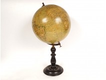 Globe terrestrial sphere world map Barbot geographer Ikelmer Paris wood 19th century