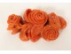 Coral jewel brooch carved bouquet of pink flowers 20th century