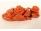 Coral jewel brooch carved bouquet of pink flowers 20th century