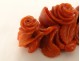 Coral jewel brooch carved bouquet of pink flowers 20th century