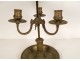 Louis XVI bouillotte lamp 3 bronze lights painted sheet metal lampshade 18th century