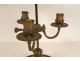 Louis XVI bouillotte lamp 3 bronze lights painted sheet metal lampshade 18th century