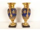 Pair of baluster vases Empire porcelain Paris winged women palmettes 19th century