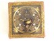 Small cardboard box gold paper Rebus romantic flowers 19th century