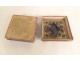 Small cardboard box gold paper Rebus romantic flowers 19th century