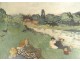 HSC painting Paul Strecker landscape countryside figures lying lawn 20th century