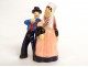 Trio earthenware characters Henriot Quimper JE Sévellec Breton wedding 20th century