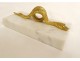 Paperweight sculpture gilt bronze snake white marble 19th century