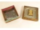 Small cardboard box with golden paper profile of Napoleon First Consul early 19th century