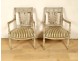 Pair of Directoire armchairs lacquered wood palmette shell seats late 18th century