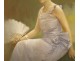 Large pastel painting of Belle Epoque woman with fan signed Bailly late 19th century