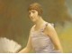 Large pastel painting of Belle Epoque woman with fan signed Bailly late 19th century