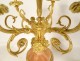 Pendulum with candelabra trim, 4 lights, bronze, pink marble, Napoleon III, 19th century