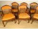 Suite 6 Regency beech cane armchairs carved flower shells XVIIIth