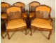 Suite 6 Regency beech cane armchairs carved flower shells XVIIIth