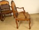 Suite 6 Regency beech cane armchairs carved flower shells XVIIIth