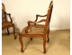 Suite 6 Regency beech cane armchairs carved flower shells XVIIIth