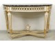 Console half moon Louis XVI carved wood lacquered openwork gray marble eighteenth