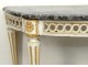 Console half moon Louis XVI carved wood lacquered openwork gray marble eighteenth