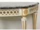 Console half moon Louis XVI carved wood lacquered openwork gray marble eighteenth