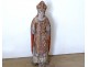 Sculpture statue carved polychrome wood Saint bishop miter 17th century