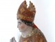 Sculpture statue carved polychrome wood Saint bishop miter 17th century