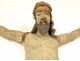 Large statue Christ crucifix cross carved polychrome wood late 17th century