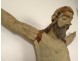 Large statue Christ crucifix cross carved polychrome wood late 17th century