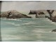 Small painting Paul Touzé marine landscape seaside rocks Brittany 20th century