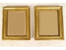 Pair of small Louis XVI baguette frames gilded wood 19th century