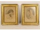 Pair of small Louis XVI baguette frames gilded wood 19th century