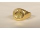 18 carat solid gold signet ring monogram 3.85gr 20th century